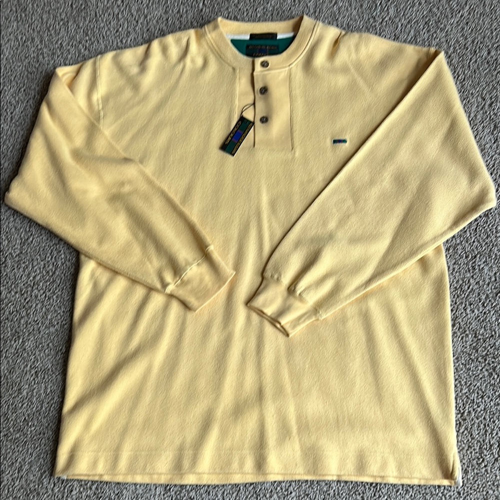 NWT Yellow Long Sleeve Henley Shirt. XL Alexander Julian Colours